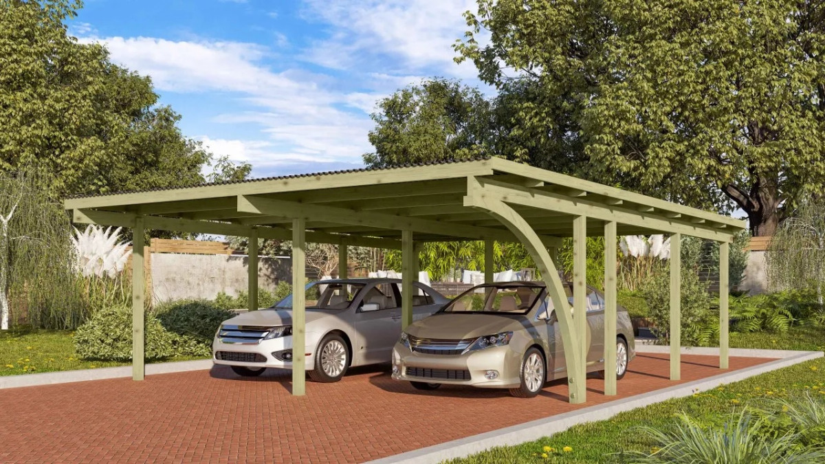Dvojitý carport KARIBU ECO 2B 62043 LG3294