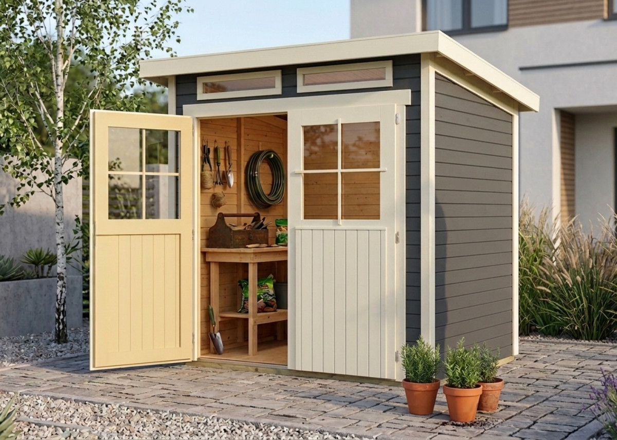 Dřevěný domek KARIBU GLUCKSBURG 2 (68190) šedý LG3488