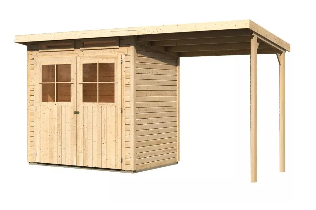 Dřevěný domek KARIBU GLUCKSBURG 2 + přístavek 190 cm (83229) natur LG3489