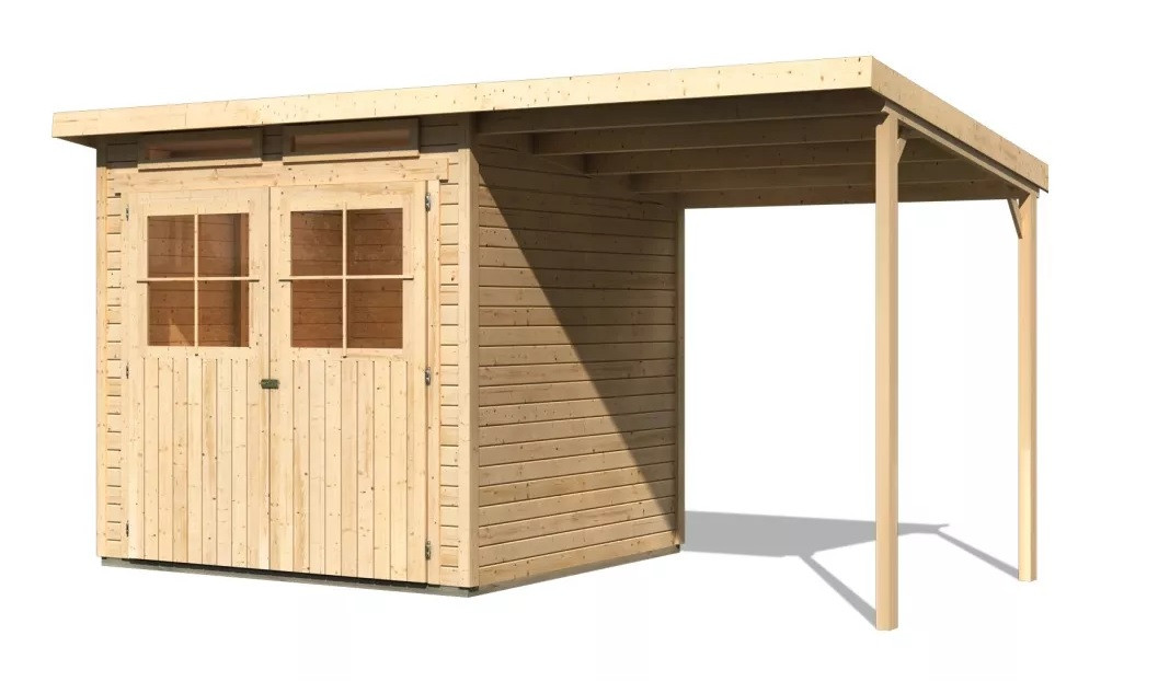 Dřevěný domek KARIBU GLUCKSBURG 3 + přístavek 190 cm (83231) natur LG3493