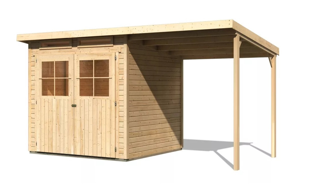 Dřevěný domek KARIBU GLUCKSBURG 4 + přístavek 190 cm (83232) natur LG3498
