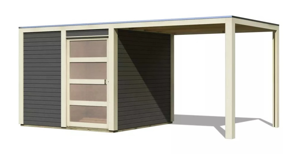 Dřevěný domek KARIBU QUBIC 1 + přístavek 240 cm (79848) šedý LG3523