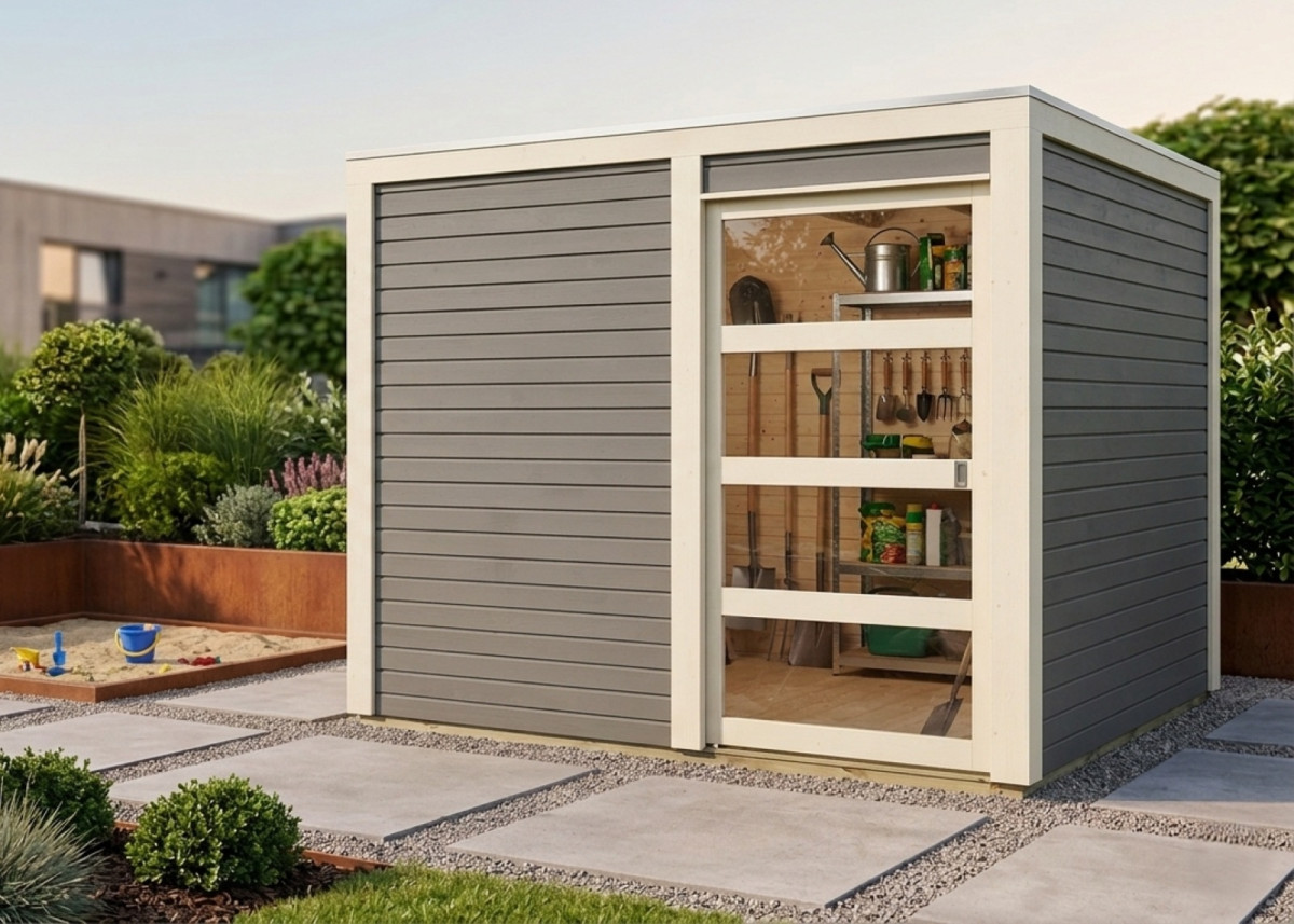 Dřevěný domek KARIBU QUBIC 2 (89394) šedý LG3525