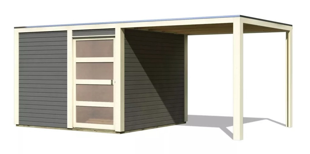 Dřevěný domek KARIBU QUBIC 2 + přístavek 270 cm (89397) šedý LG3526