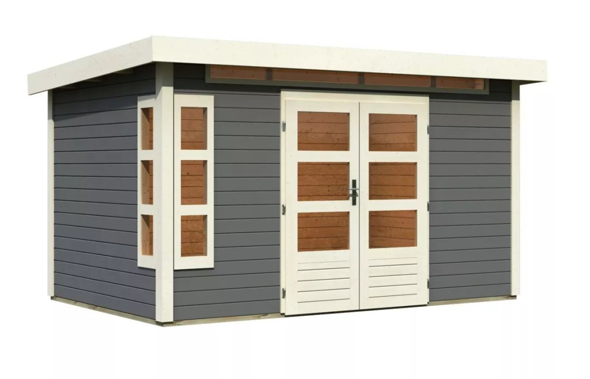 Dřevěný domek KARIBU KASTORF 7 (31535) šedý LG3585