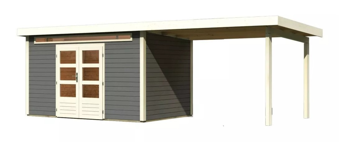 Dřevěný domek KARIBU KANDERN 7 + přístavek 320 cm (9247) terragrau LG3624