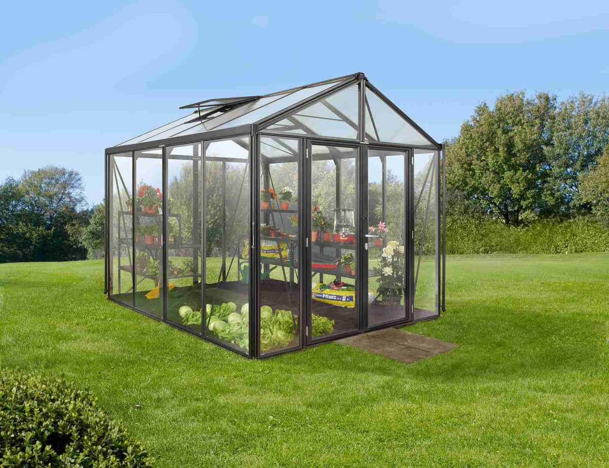 Skleník VITAVIA ZEUS COMFORT 8100 sklo 3 mm + PC 10 mm černý LG3703