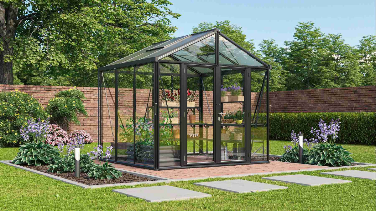 Skleník VITAVIA ZEUS COMFORT 6200 sklo 3 mm + PC 10 mm černý LG3708