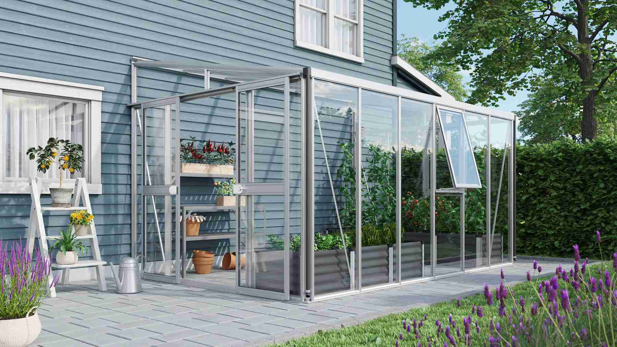 Skleník VITAVIA ATHENA 10200 sklo 3 mm + PC 10 mm stříbrný LG3836