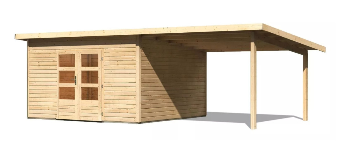 Dřevěný domek KARIBU NORTHEIM 5 + přístavek 330 cm (91475) natur LG3864
