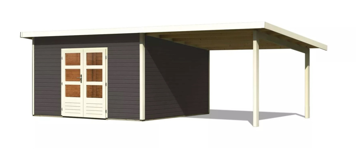 Dřevěný domek KARIBU NORTHEIM 5 + přístavek 330 cm (91476) terragrau LG3865