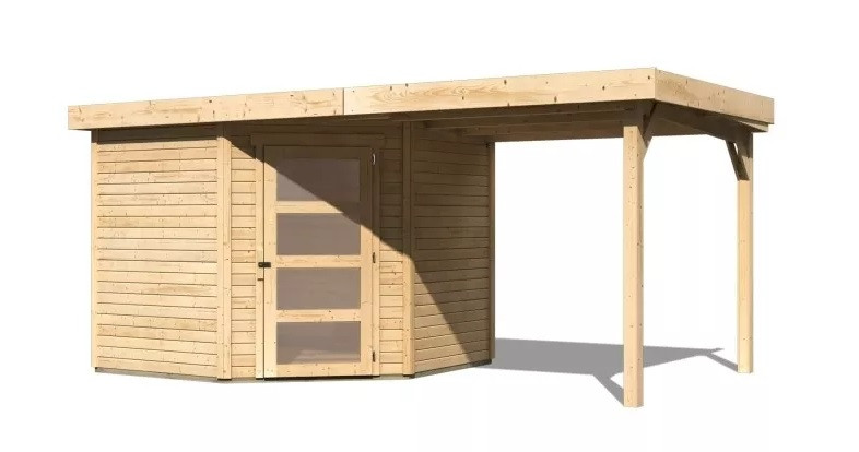 Dřevěný domek KARIBU SCHWANDORF 5 + přístavek 240 cm (77746) natur LG3906