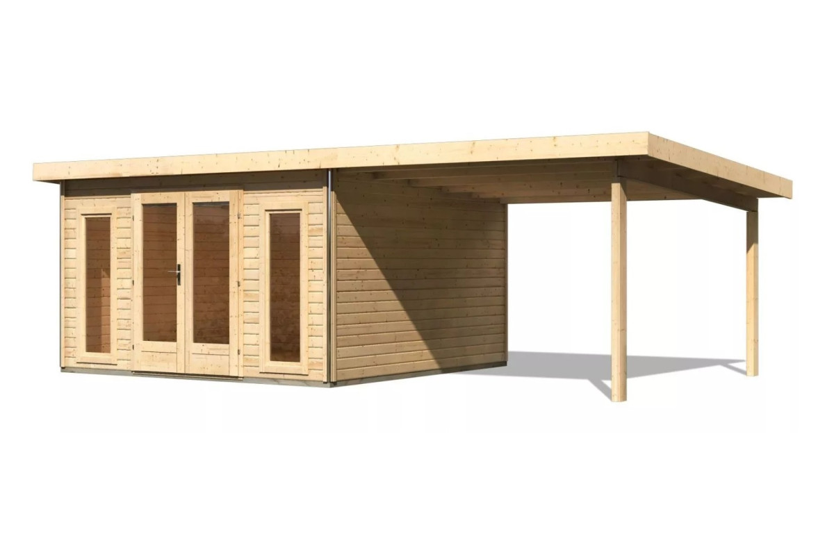 Dřevěný domek KARIBU RADEBURG 3 + přístavek 330 cm (31486) natur  LG3937