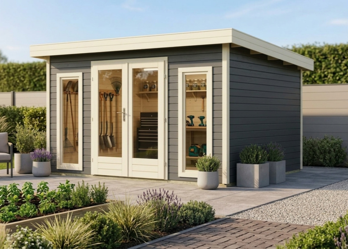 Dřevěný domek KARIBU RADEBURG 3 (31478) terragrau LG3936