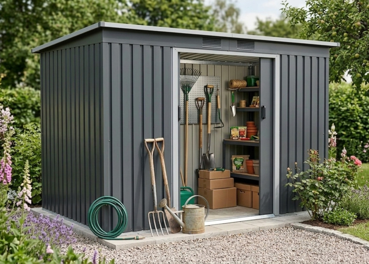 Plechový domek LANITPLAST HALLE 94 ANTRACIT LG4024