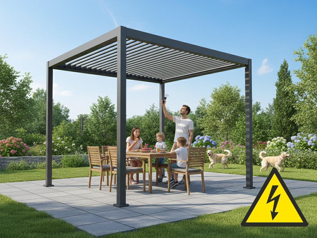 Hliníková bioklimatická pergola LANITPLAST PREMIUM PLUS 3x3 m ELEKTRICKÁ LG4091