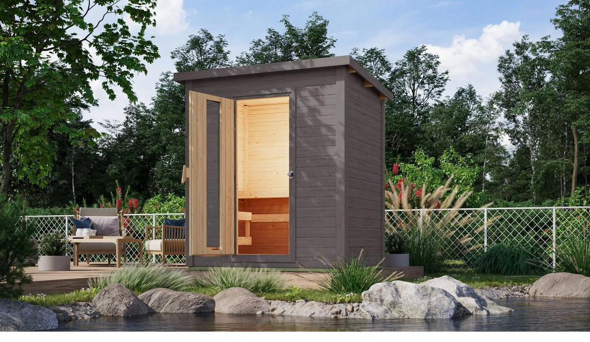 Finská sauna KARIBU HYTTI 1 (97703) terragrau LG4123