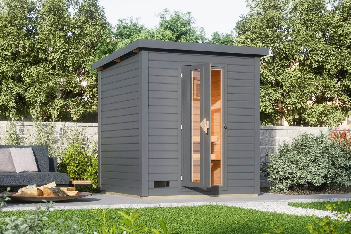 Finská sauna KARIBU HYTTI 2 (97707) terragrau LG4145