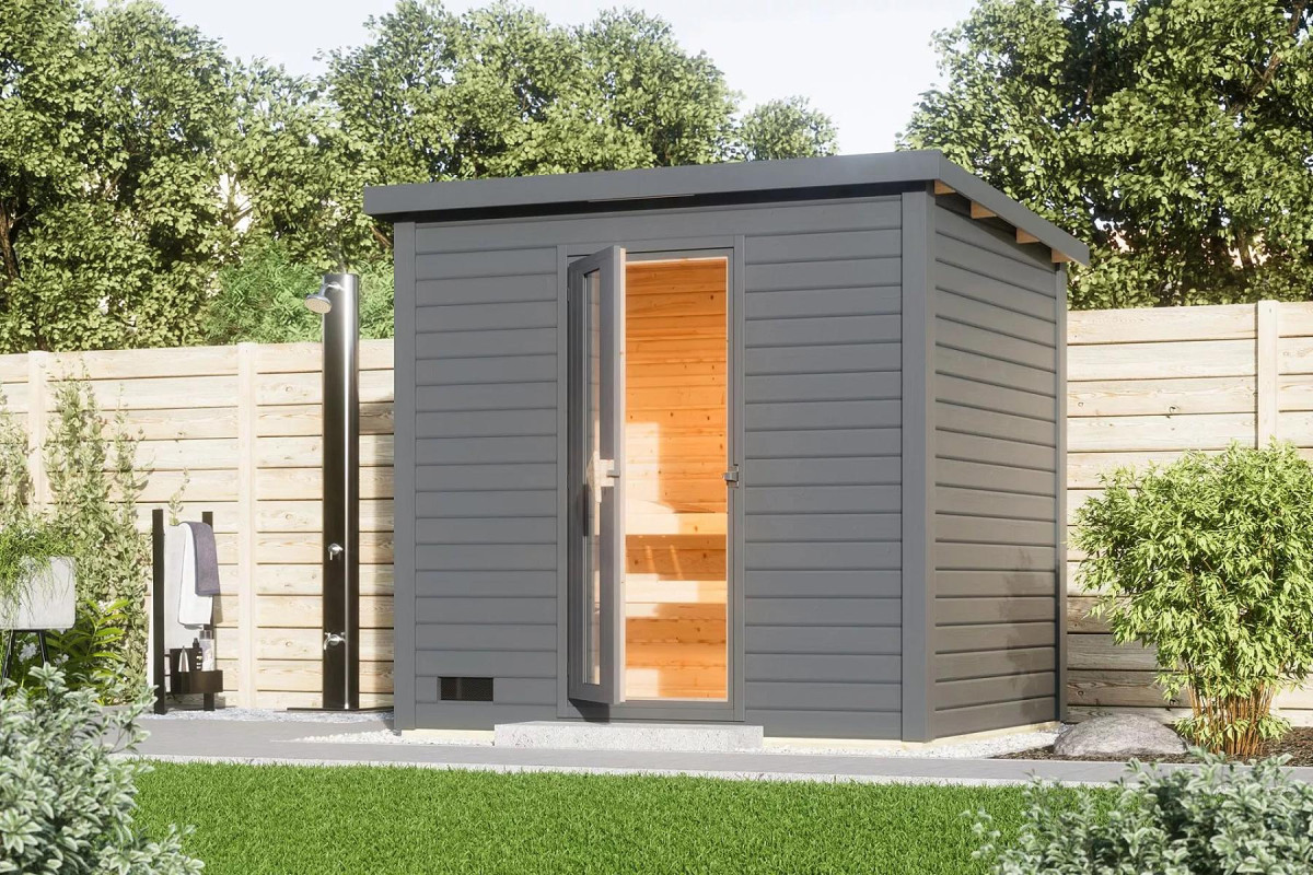 Finská sauna KARIBU HYTTI 3 (97711) terragrau LG4147