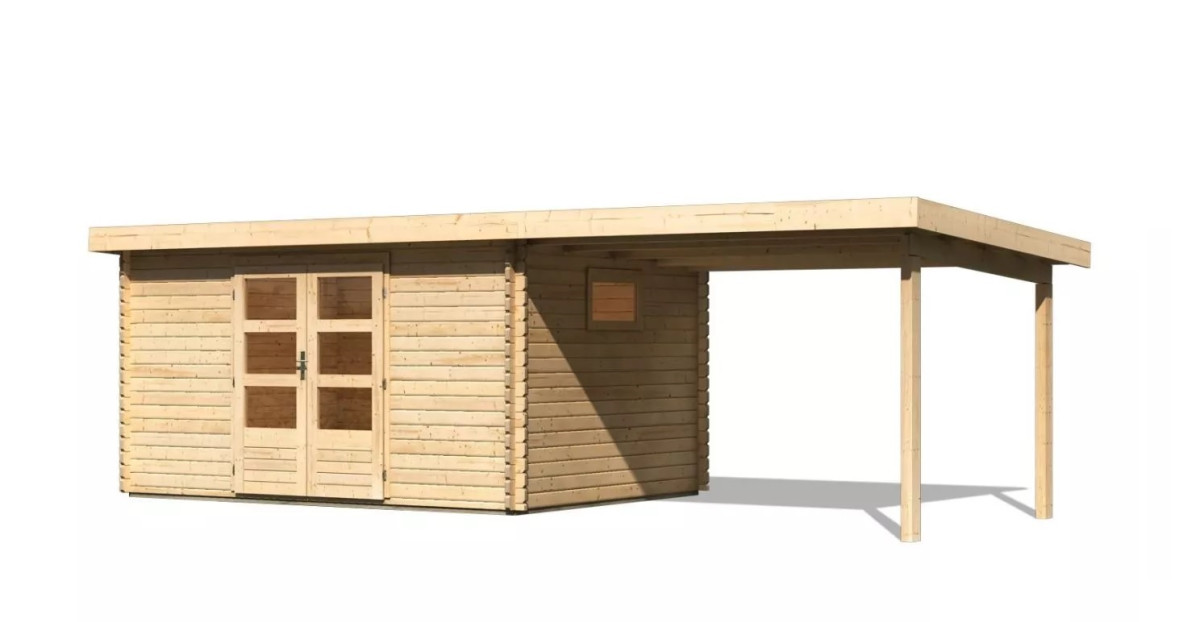 Dřevěný domek KARIBU TRITTAU 5 + přístavek 330 cm (91545) natur LG4192