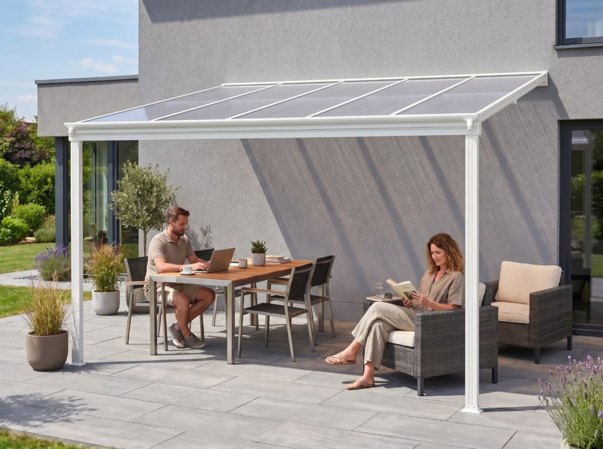 Hliníková pergola LANITPLAST WALL 33 FSX bílá + čirý PC LG4311