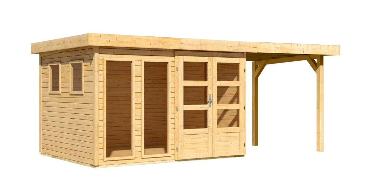 Dřevěný domek KARIBU LAHAR 5 + přístavek 240 cm (12133) natur LG4425
