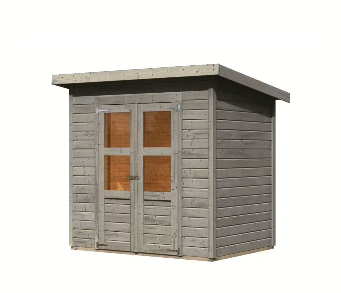 Dřevěný domek KARIBU MERSEBURG 3 (8233) světle šedý LG4434
