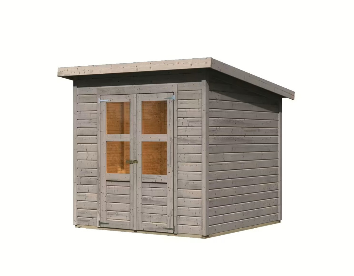 Dřevěný domek KARIBU MERSEBURG 4 (8241) světle šedý LG4436