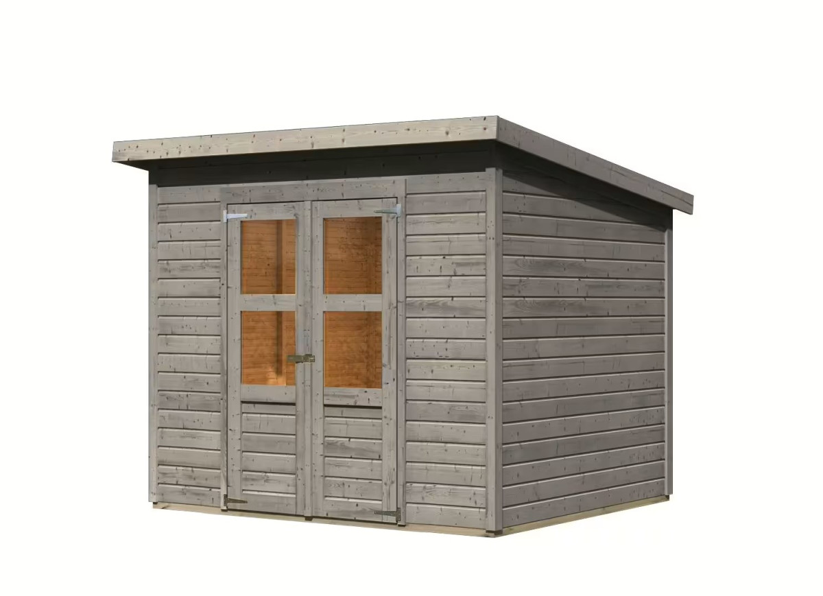Dřevěný domek KARIBU MERSEBURG 5 (8385) světle šedý LG4438