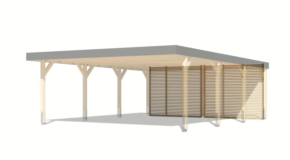 Dvojitá zadní lamelová stěna KARIBU ke carportu LEIMHOLZ (12171) LG4464