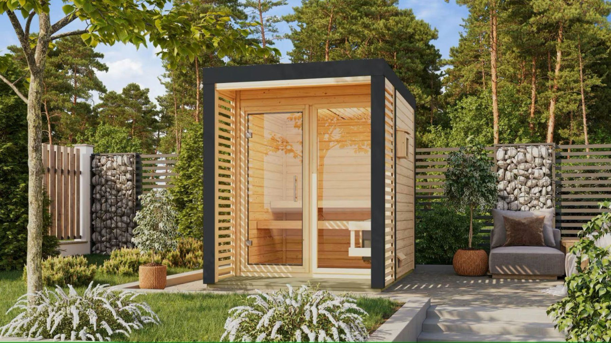Finská sauna KARIBU ARES 1 (214) natur / antracit LG4509
