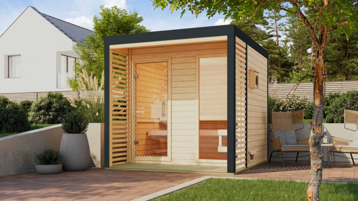 Finská sauna KARIBU ARES 2 (260) natur / antracit LG4518