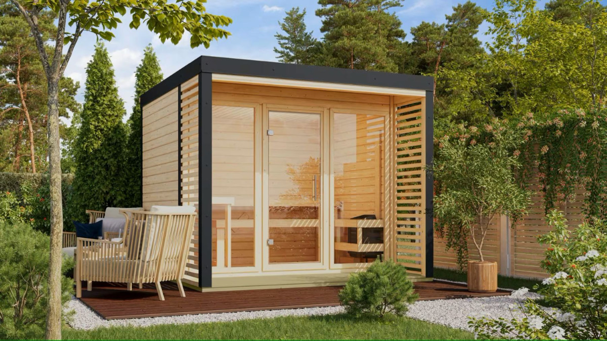 Finská sauna KARIBU ARES 3 (330) natur / antracit LG4527