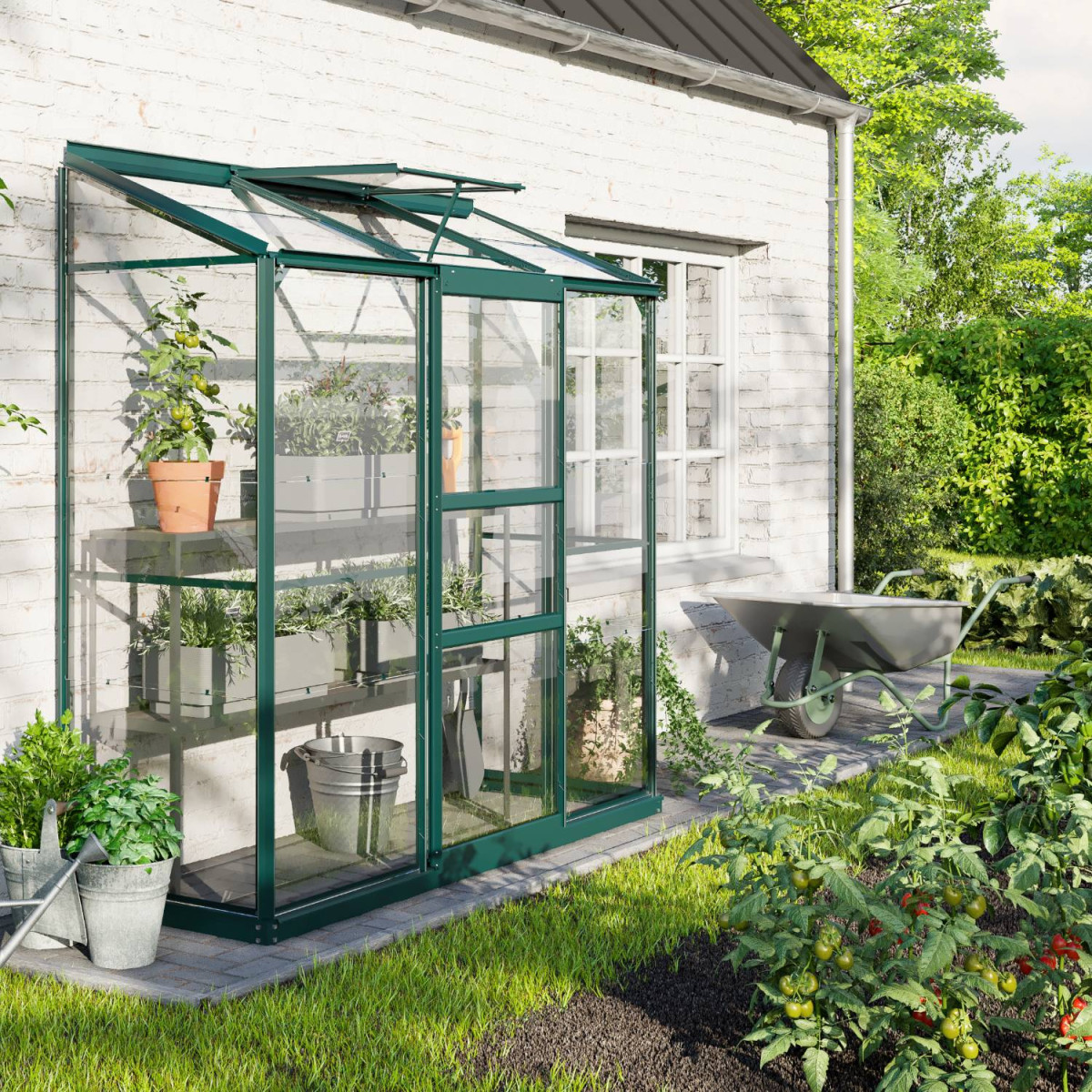 Skleník VITAVIA IDA 1300 čiré sklo 3 mm zelený LG4637