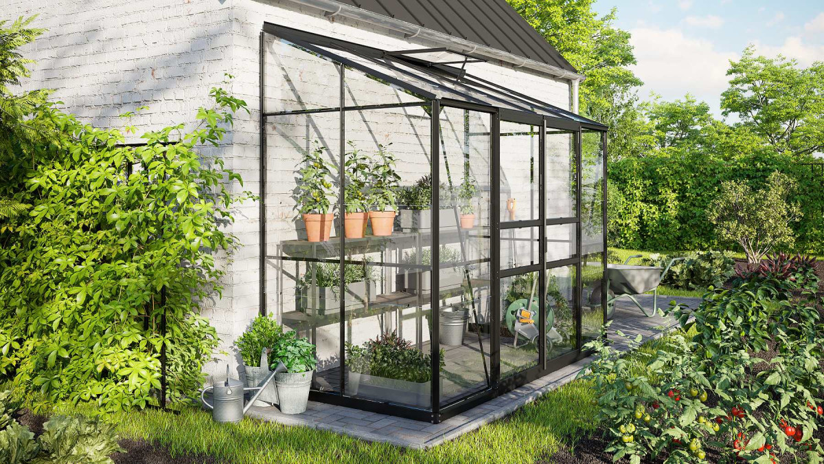 Skleník VITAVIA IDA 3300 čiré sklo 3 mm černý LG4641