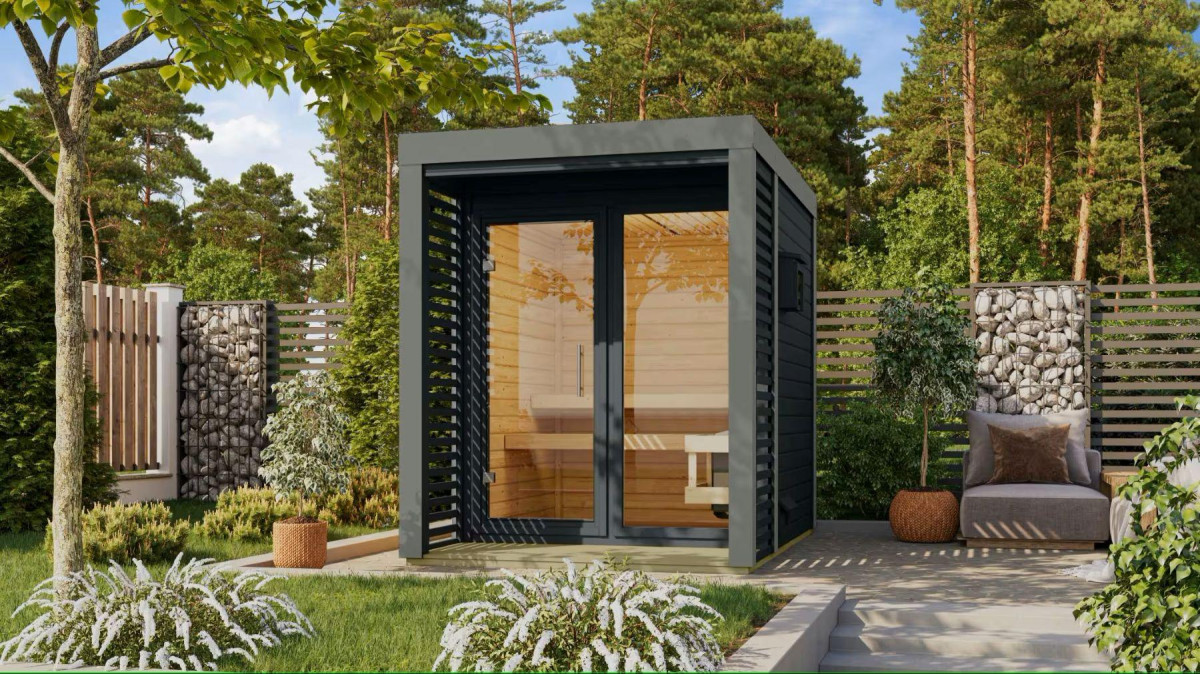 Finská sauna KARIBU ARES 1 (36460) antracit / šedá LG4679