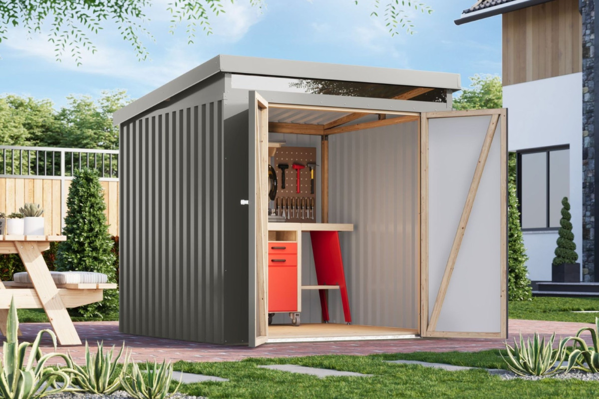 Plechový domek KARIBU IRIDIUM 2 (48398) šedý LG4804