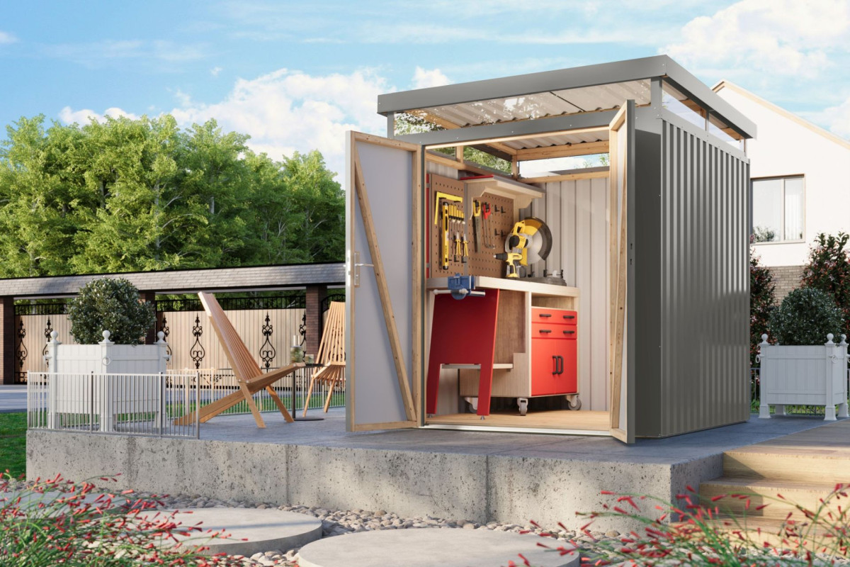 Plechový domek KARIBU AURUM 2 (53662) šedý LG4830