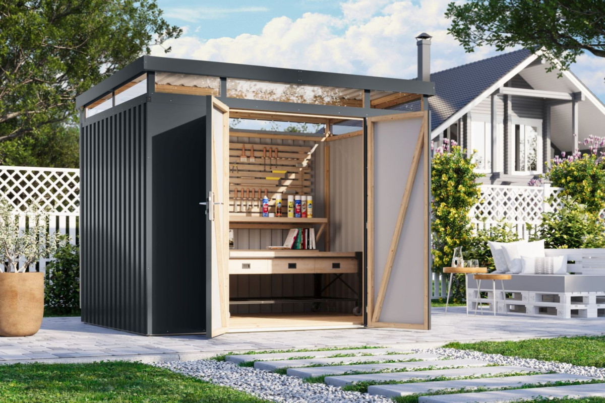 Plechový domek KARIBU AURUM 3 (53670) antracit LG4834