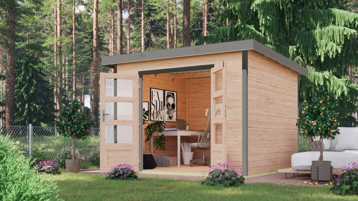 Hybridní domek KARIBU PLUTO 6 (12431) natur / šedý LG4887