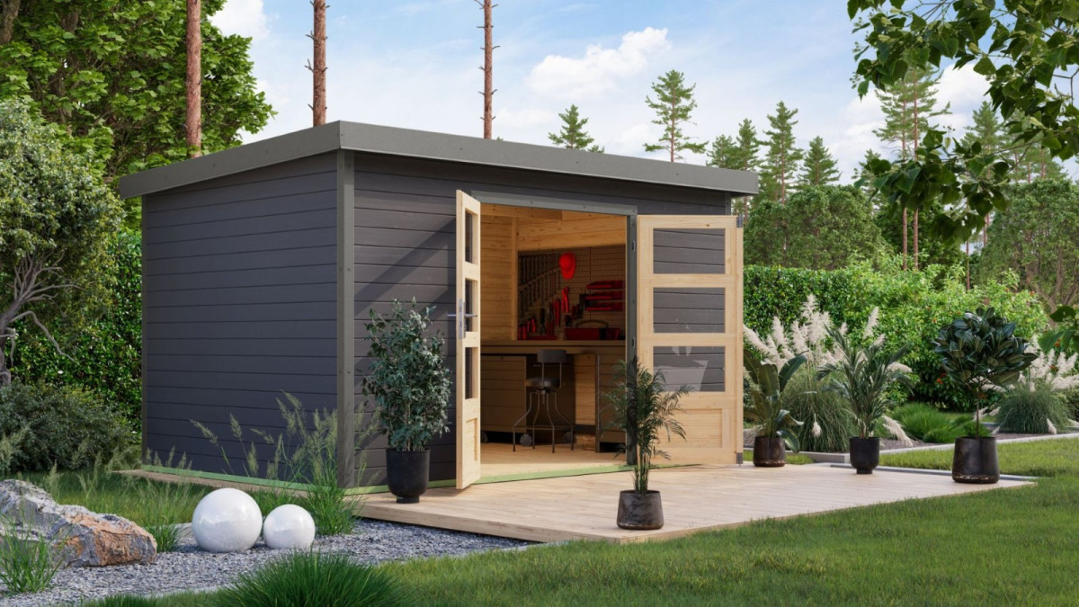 Hybridní domek KARIBU PLUTO 7 (12443) terragrau / šedý LG4894