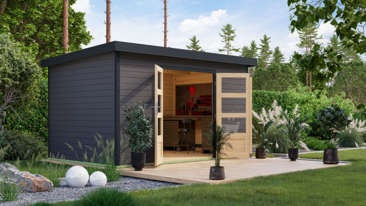 Hybridní domek KARIBU PLUTO 7 (12444) terragrau / antracit LG4895