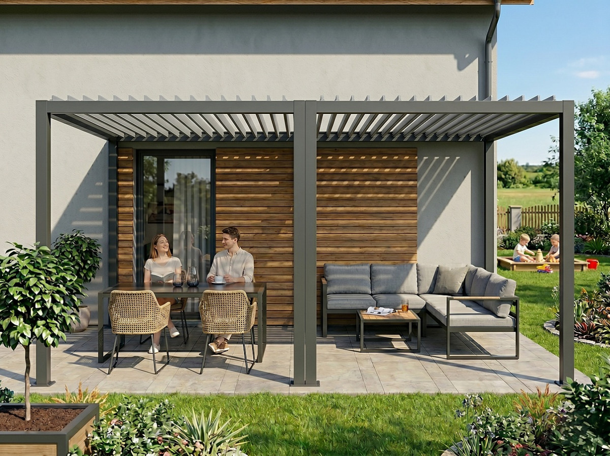 Hliníková bioklimatická pergola LANITPLAST PREMIUM 6x3 m LG4953
