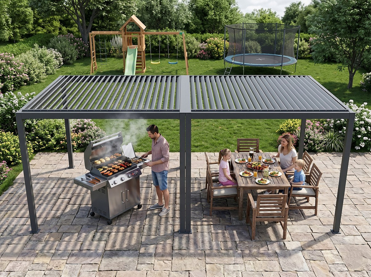 Hliníková bioklimatická pergola LANITPLAST PREMIUM 8x3 m LG4960