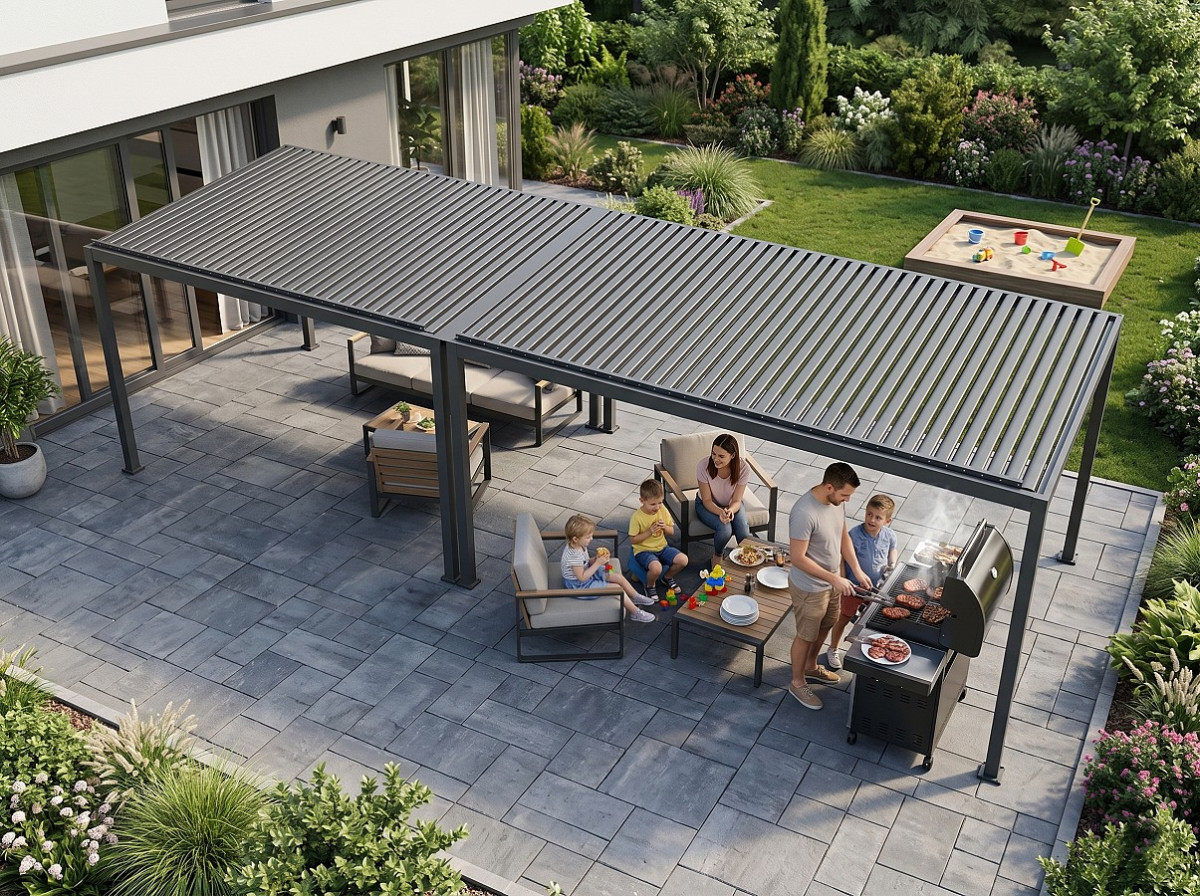 Hliníková bioklimatická pergola LANITPLAST PREMIUM 10x3 m LG4961