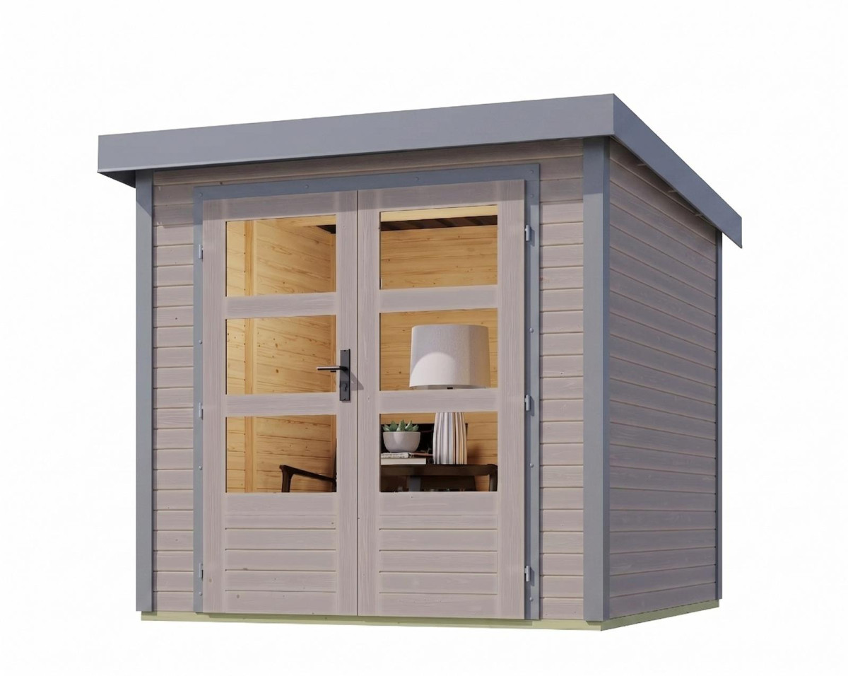 Hybridní domek KARIBU JUPITER 3D (12298) světle šedý / sv. šedá LG4991
