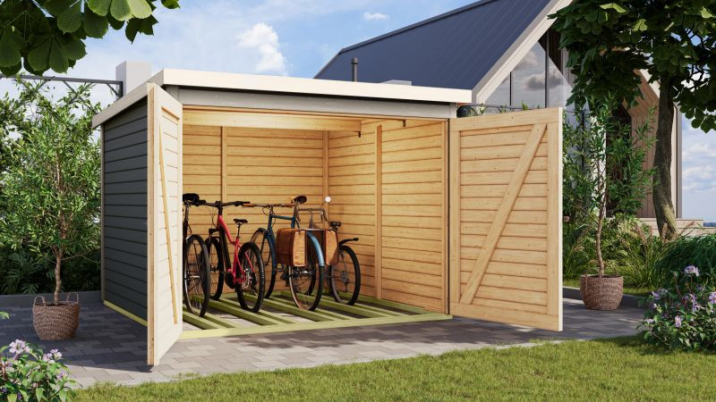 Dřevěná garáž KARIBU FAHRRADGARAGE 4 (12485) terragrau LG5026