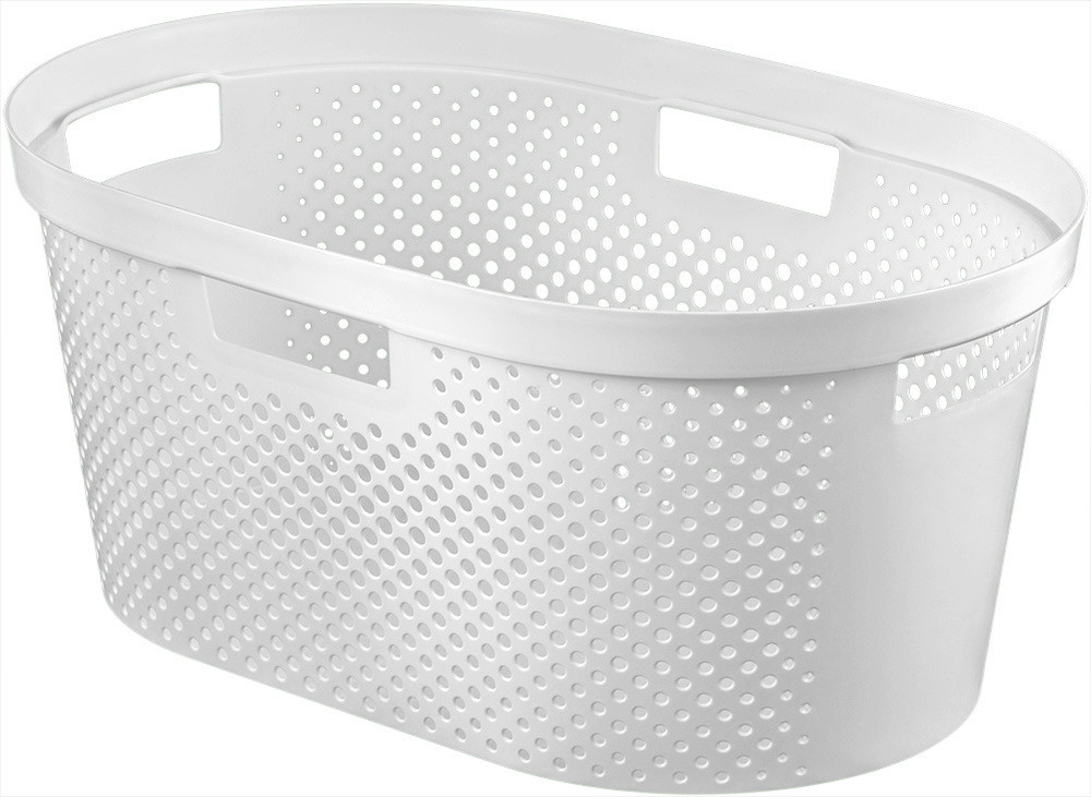CURVER INFINITY DOTS 39L koš na čisté prádlo - bílý