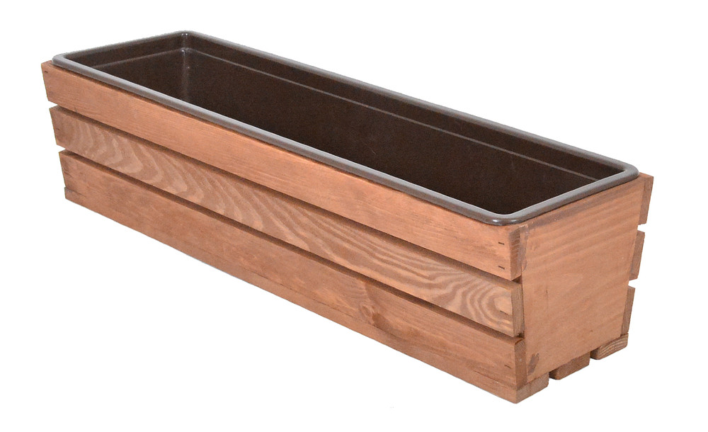 Rojaplast truhlík MODERN 61 cm - s plastovým květináčem, hnědá