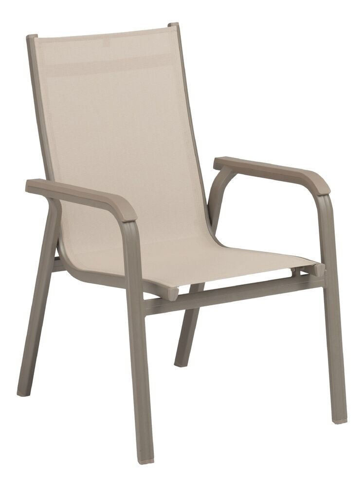 KETTLER BASIC PLUS stohovatelné, hliníkové křeslo - taupe / béžová